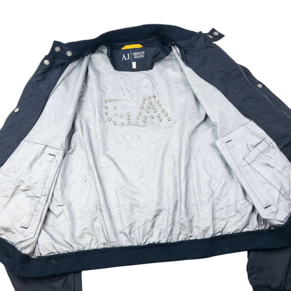 Vintage 90s Armani Jeans Eyelet Jacket Size S | Small, Black