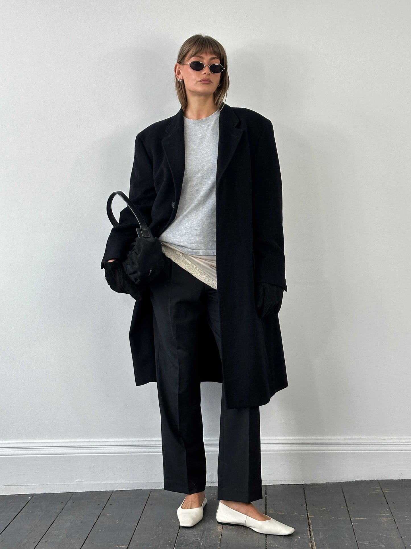 Balmain 1990s Wool Minimal Concelled Placket Coat - XL