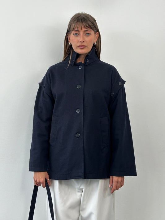 Italian Vintage 1990s Wool Detachable Sleeve Jacket - L/XL