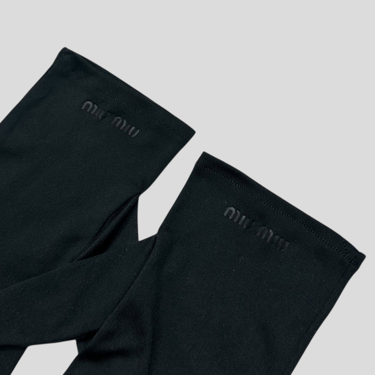 Miu Miu Microfibre Black Embossed Logo Gloves - XS/S