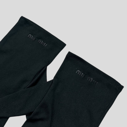 Miu Miu Microfibre Black Embossed Logo Gloves - XS/S