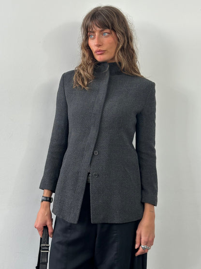 Emporio Armani 1990s High Neck Minimal Jacket - XS/S