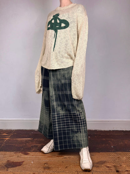 Comme des Garçons S/S 1992 check tie dye wrap trousers | Green, Green