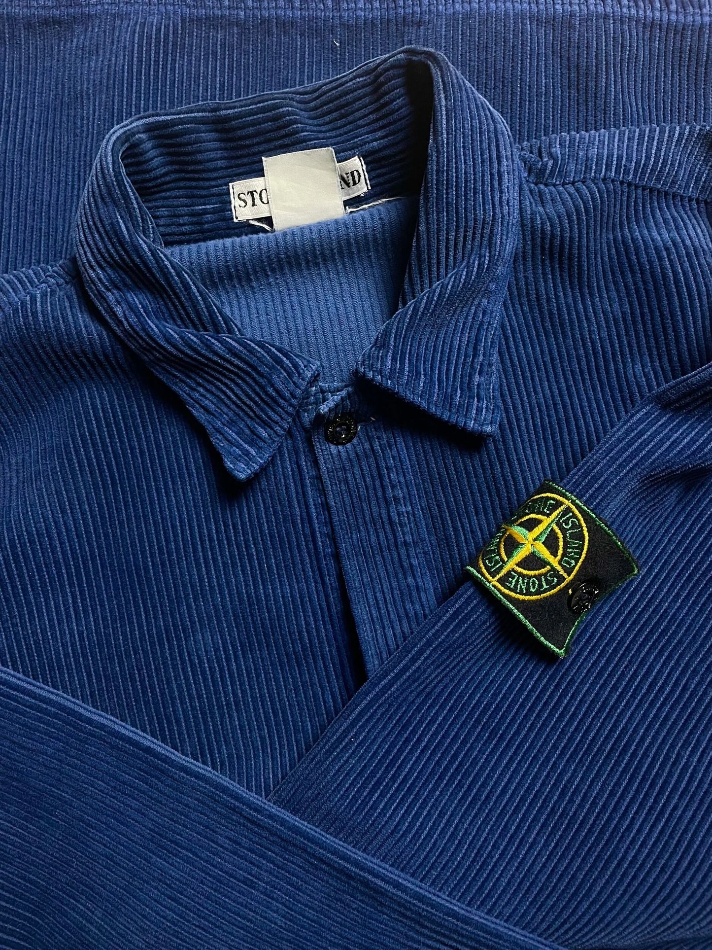 A/W 1994 Persian Blue Jumbo Corduroy Button Down Single Pocket Work Shirt