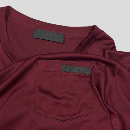 Prada 2018 Burgundy Soft Cotton Pocket Logo T-shirt - M