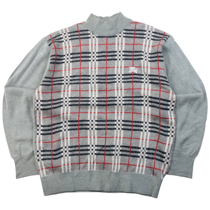 Vintage 90s Burberry Nova Check Jumper Womens Size M | Medium, Grey