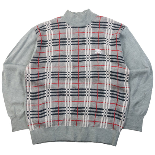 Vintage 90s Burberry Nova Check Jumper Womens Size M | Medium, Grey