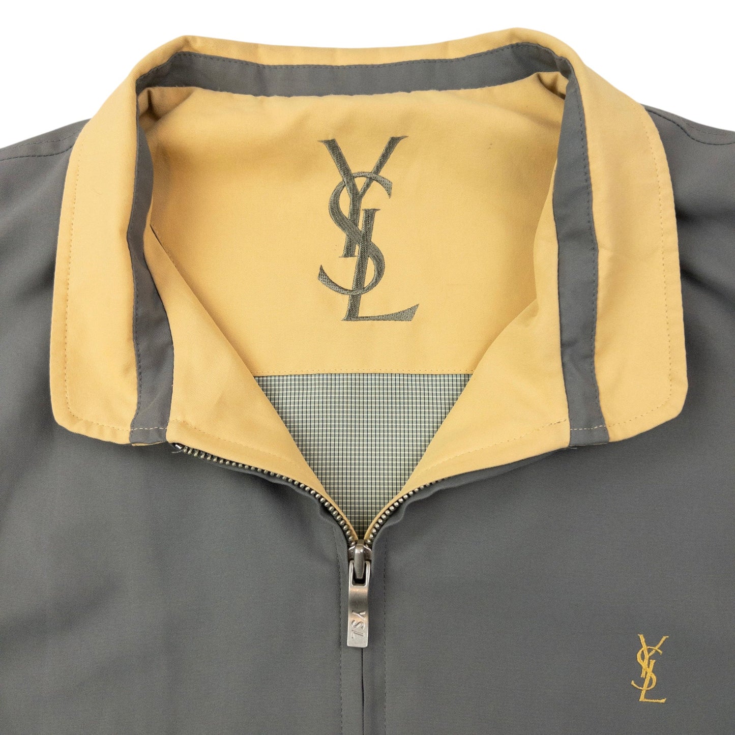 Vintage 90s YSL Yves Saint Laurent Harrington Jacket Size M | Medium, Grey
