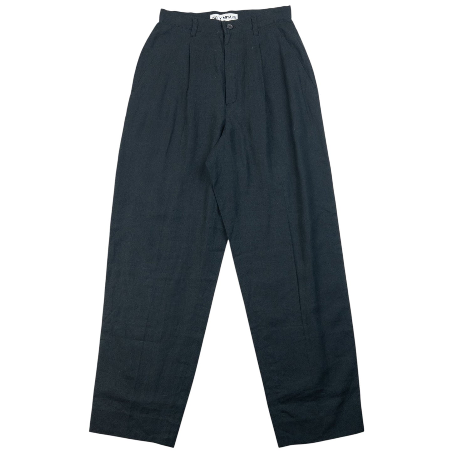 Vintage 90s Issey Miyake Pleated Linen Trousers Size W24 | W24, Black