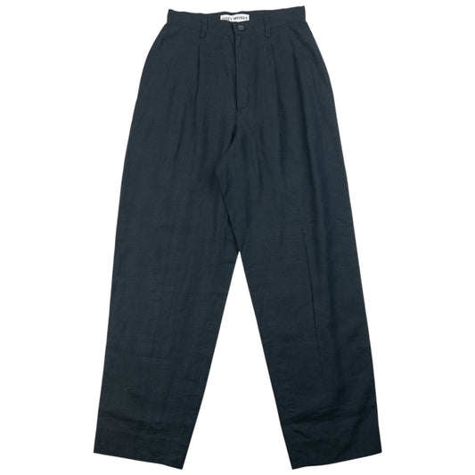 Vintage 90s Issey Miyake Pleated Linen Trousers Size W24 | W24, Black