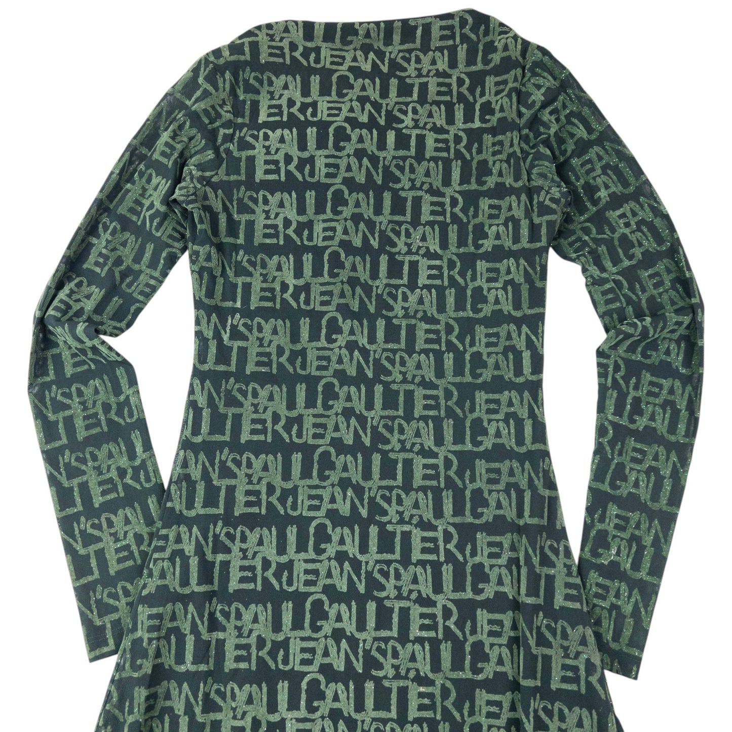 Vintage 2000s Jean Paul Gaultier Mesh Monogram Long Sleeve Dress Womens Size S | Small, Green