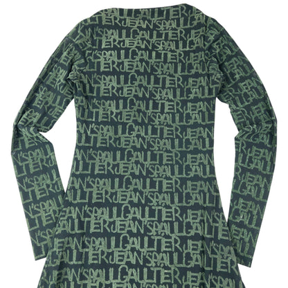 Vintage 2000s Jean Paul Gaultier Mesh Monogram Long Sleeve Dress Womens Size S | Small, Green