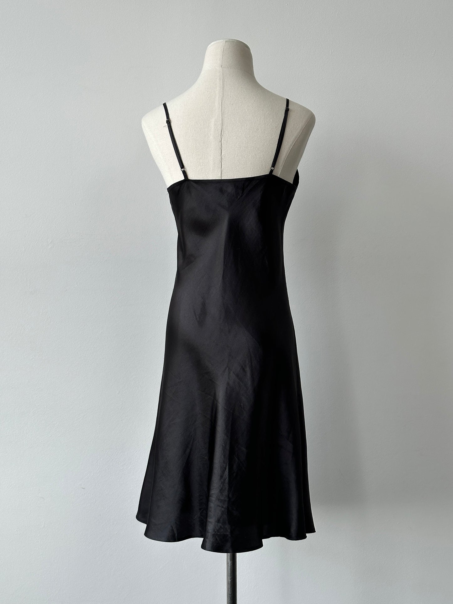 Vintage 1990s Satin Lace Midi Slip Dress - M