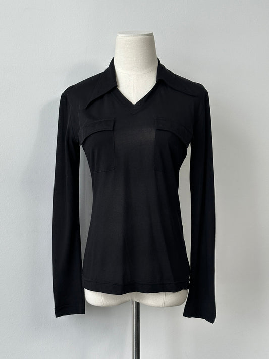 Vintage 2000s Semi Sheer Daggar Collar Top - S