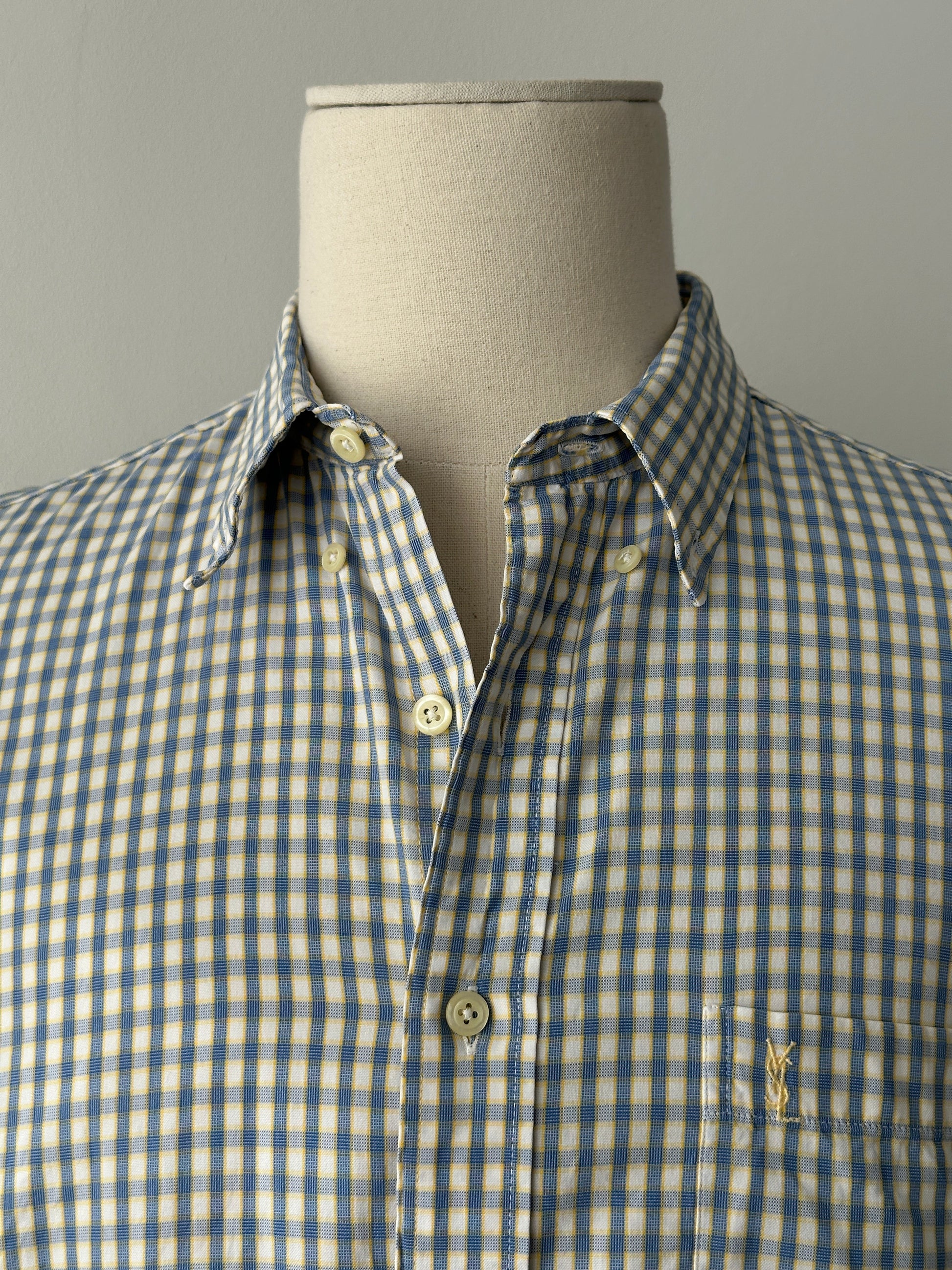 Yves Saint Laurent Pour Homme 1990s Check Short Sleeve Shirt - XXL