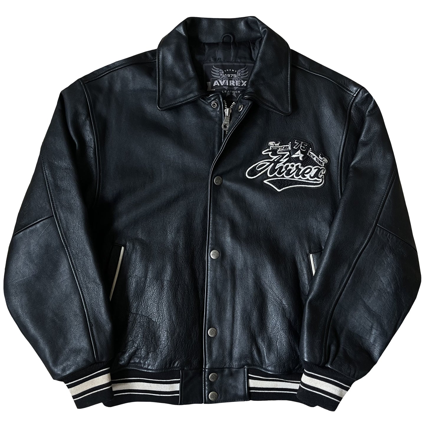 Avirex Spell Out Leather Varsity Jacket - M | Medium, Red