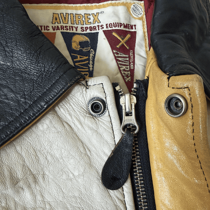 Avirex 'Sioux Chiefs' Leather Varsity Jacket - M | Medium, Black