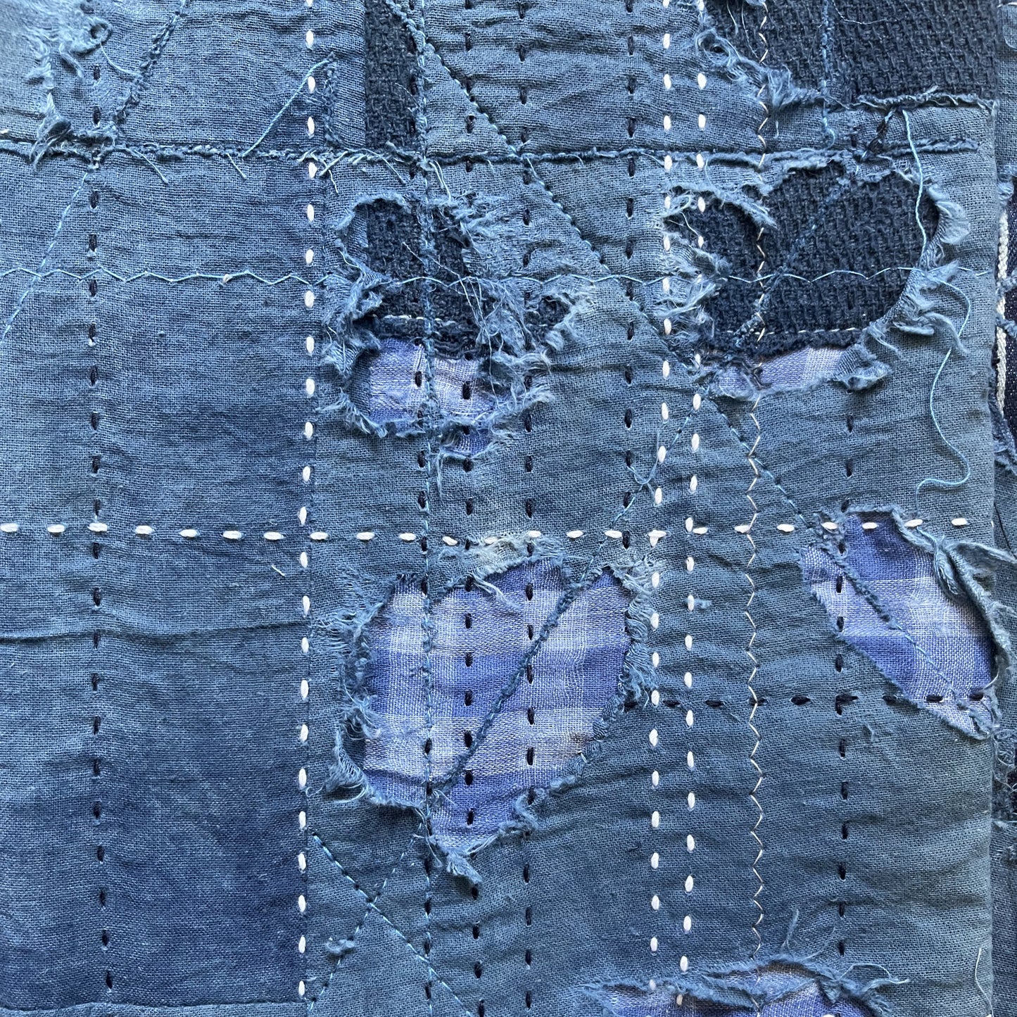 Indigo Boro Sashiko Distressed 501 Jeans - W32"