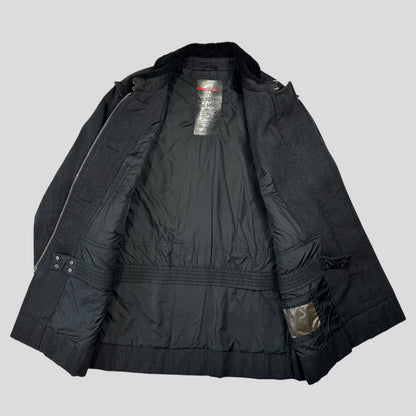 Prada Sport 00’s Technical Wool Sherpa Collar Overcoat - L | Default Title, Grey