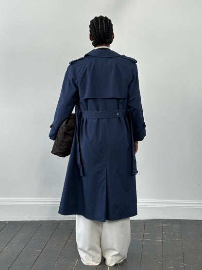 London Fog 1990s Double Breasted Cotton Trench Coat - S/M