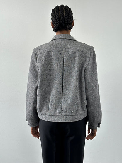 British Vintage 1980s Pure Wool Bomber Jacket - M