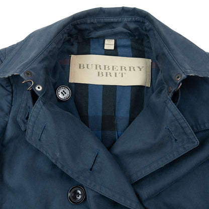 Vintage Burberry Brit Nova Check Lined Belt Waist Trench Jacket Womens Size S | Small, Navy