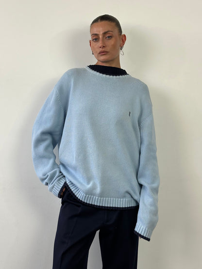 Yves Saint Laurent Pour Homme Pure Cotton Knitted Logo Jumper - XL/XXL