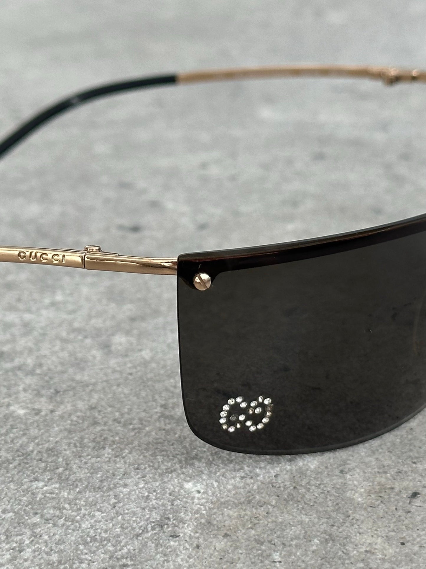Gucci 2000s Rimless Shield Logo Sunglasses