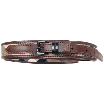 Vintage 2000s Burberry Nova Check Leather Belt Size W34 | O/S, Brown