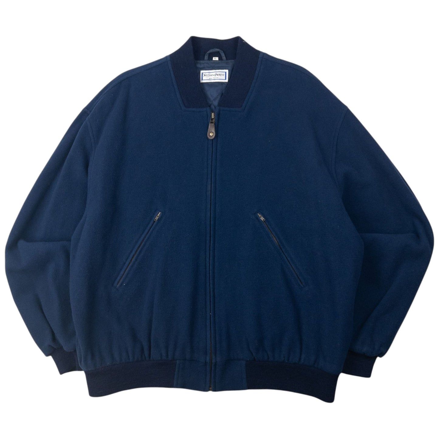 Vintage 80s YSL Yves Saint Laurent Cashmere Bomber Jacket Size XL | XL, Navy