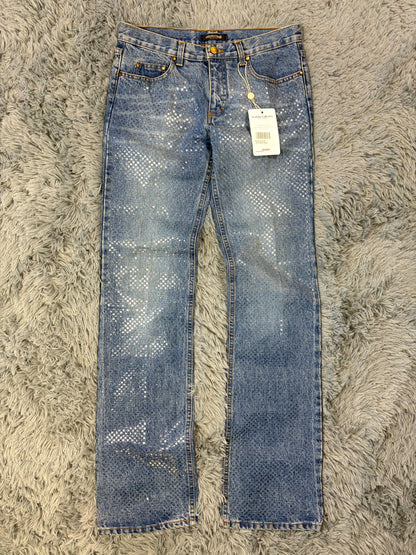 Roberto Cavalli 00’s Diamanté Square Embellished Crystal Jeans - S/M | O/S, Blue