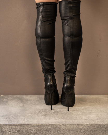 RICK OWENS STILETTO KNEE HIGH GLOVE BOOTS (EU 41)