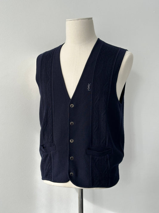 Yves Saint Laurent 1990s Pure Wool Bespoke Button Waistcoat - M