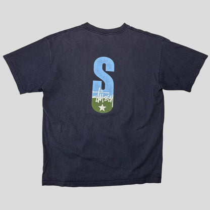 Stussy 1998 Big S Double Sky Logo  T-shirt - XL | O/S, Navy