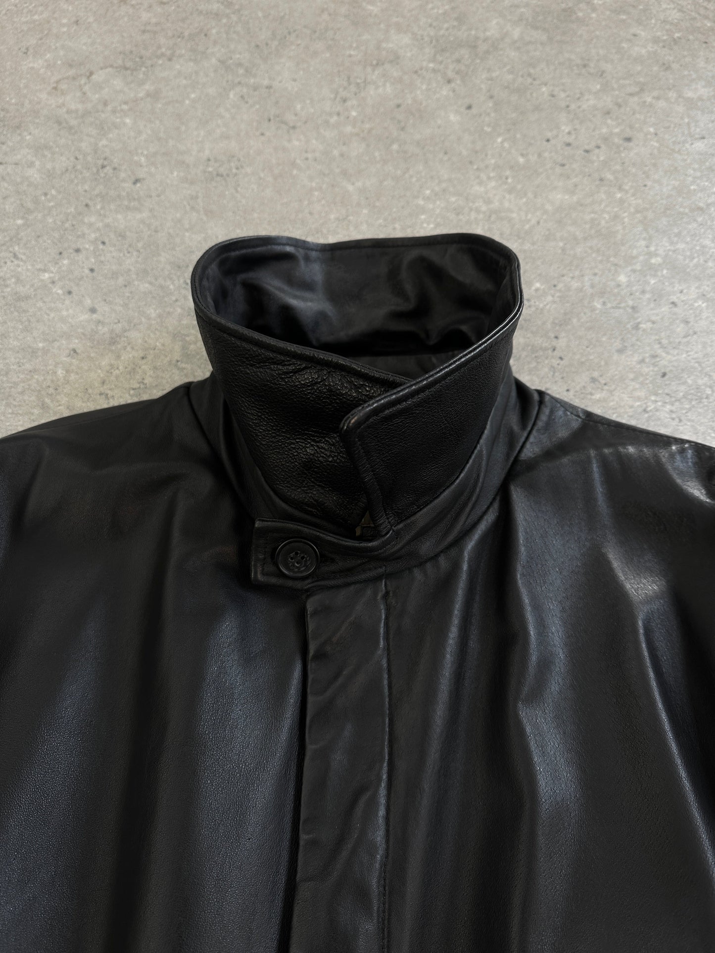 Conbipel 1990s Leather Belted Trench Coat - XL