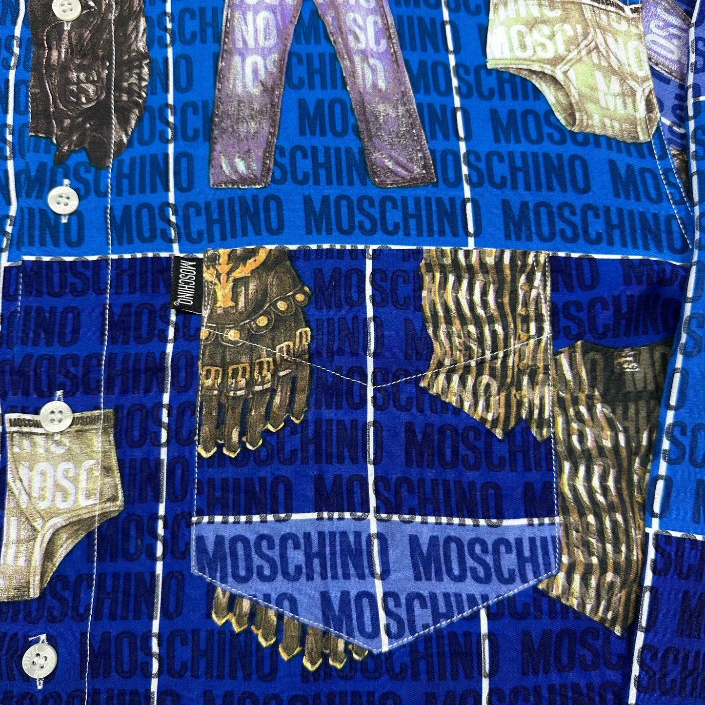 Moschino Jeans 1996 Clothes Print Shirt - L | Default Title, Blue