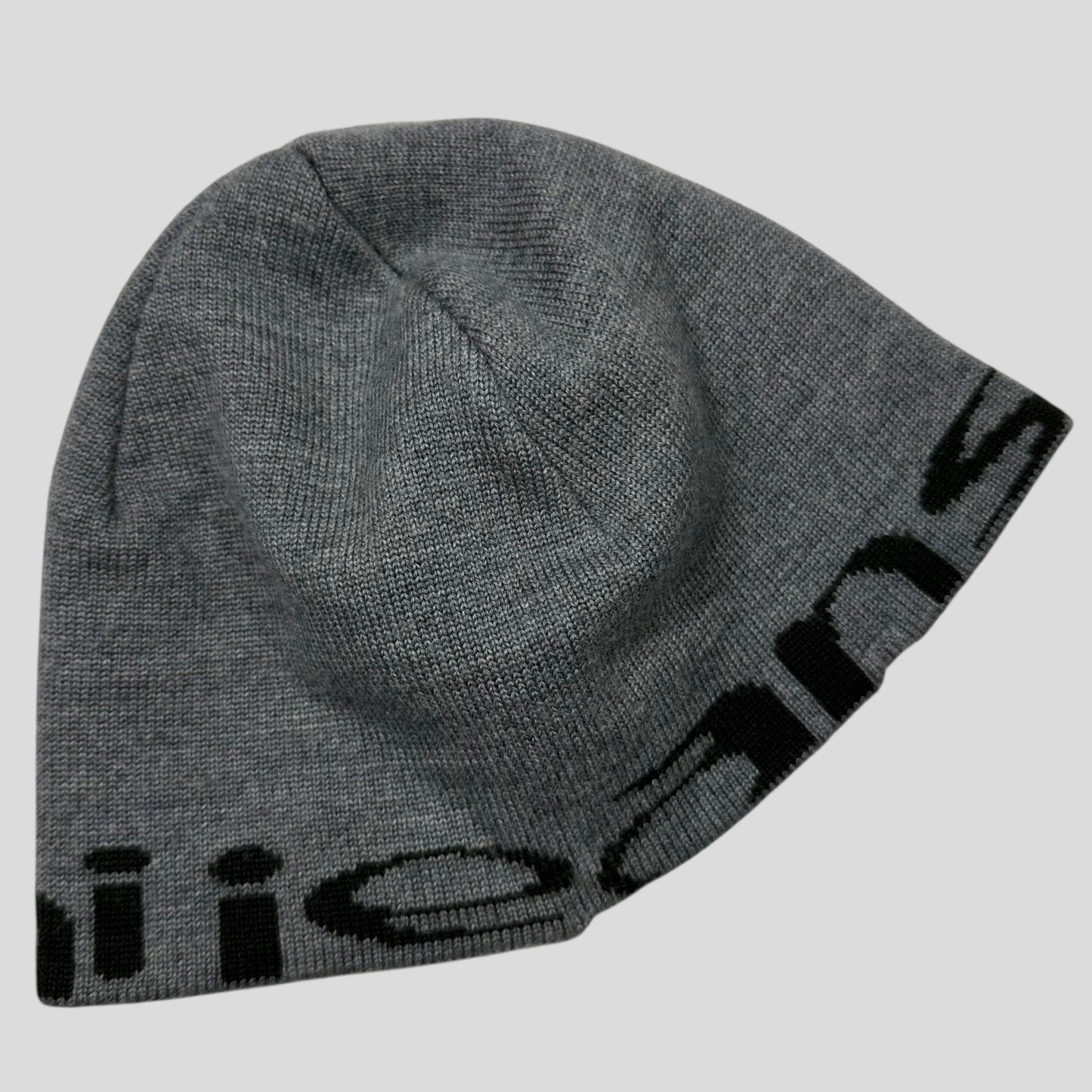 Armani Jeans 00’s Animal Rip Spellout Wool Beanie - S/M | Default Title, Grey and Black