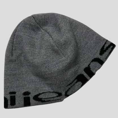 Armani Jeans 00’s Animal Rip Spellout Wool Beanie - S/M | Default Title, Grey and Black