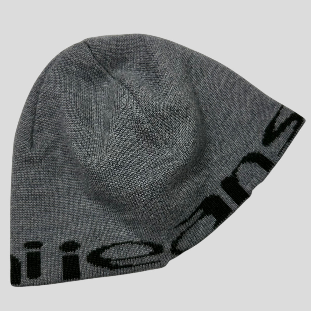 Armani Jeans 00’s Animal Rip Spellout Wool Beanie - S/M | O/S, Grey