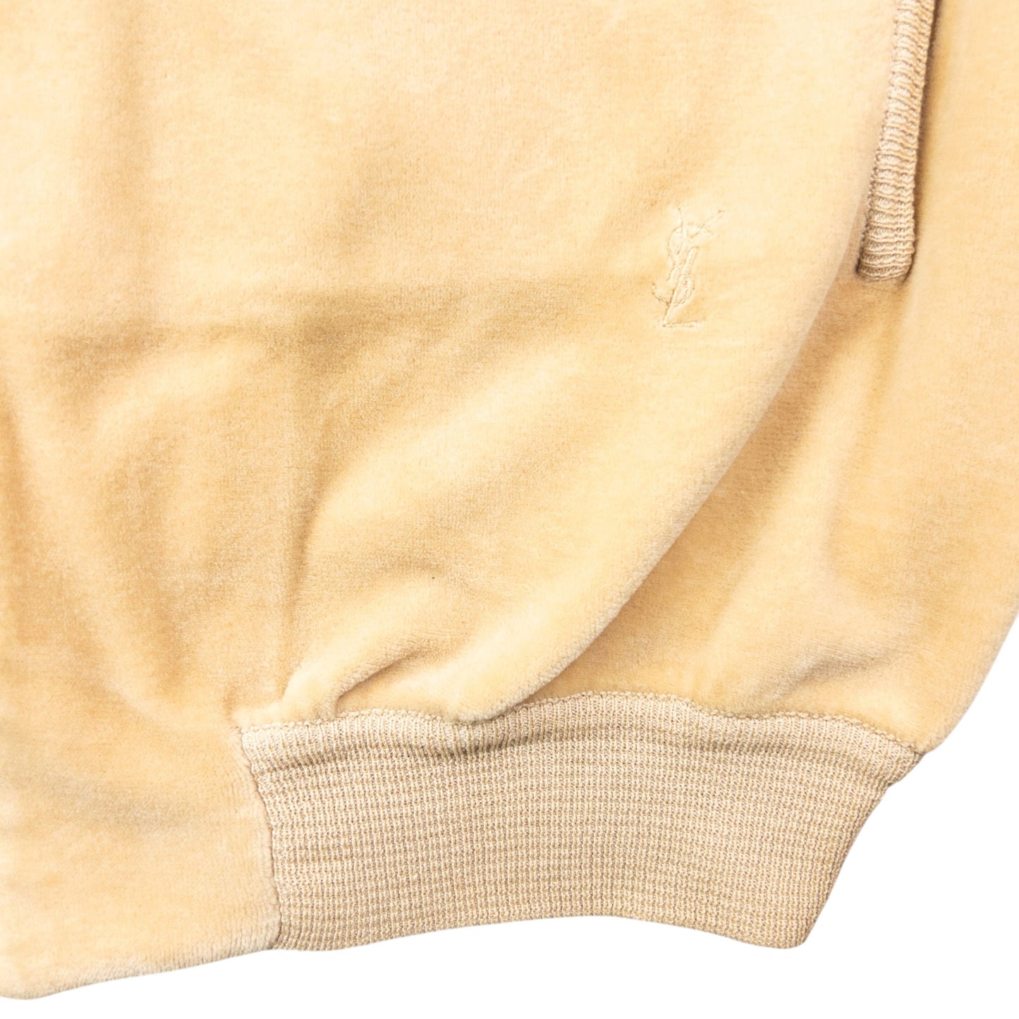 Vintage 80s YSL Yves Saint Laurent Velour Bomber Jacket Size M | Medium, Beige