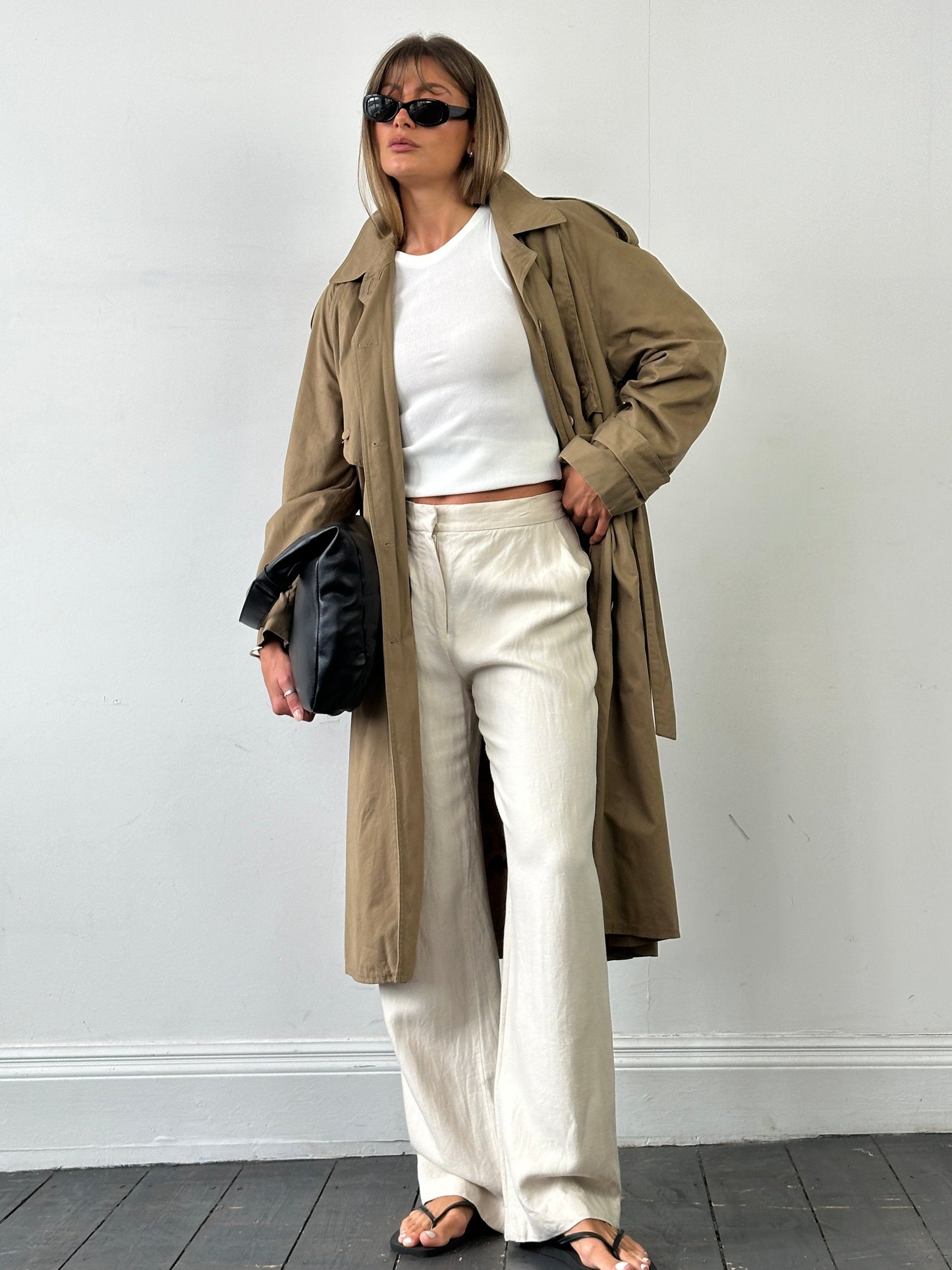 Vintage Pure Cotton Single Breasted Belted Trench Coat - L