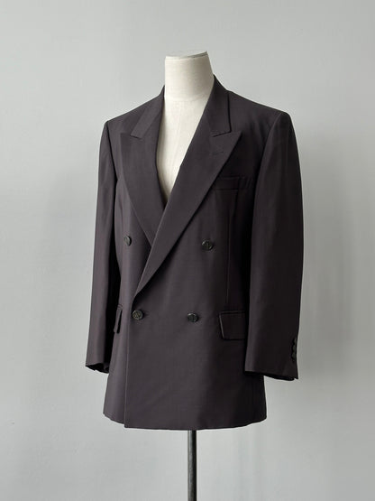 Christian Dior Monsieur 1980s Bespoke Button Double Breasted Blazer - M