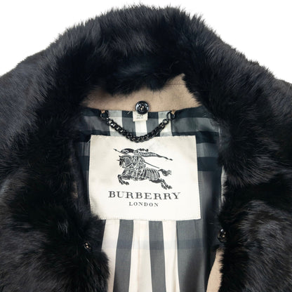 Vintage Burberry Nova Check Lined Fur Collar Jacket Womens Size M | Medium, Beige