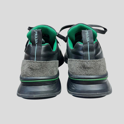 Prada 2018 Mechano Mercurio Verde Rubber + Leather Logo Trainers - UK11/11.5 | 11, Grey
