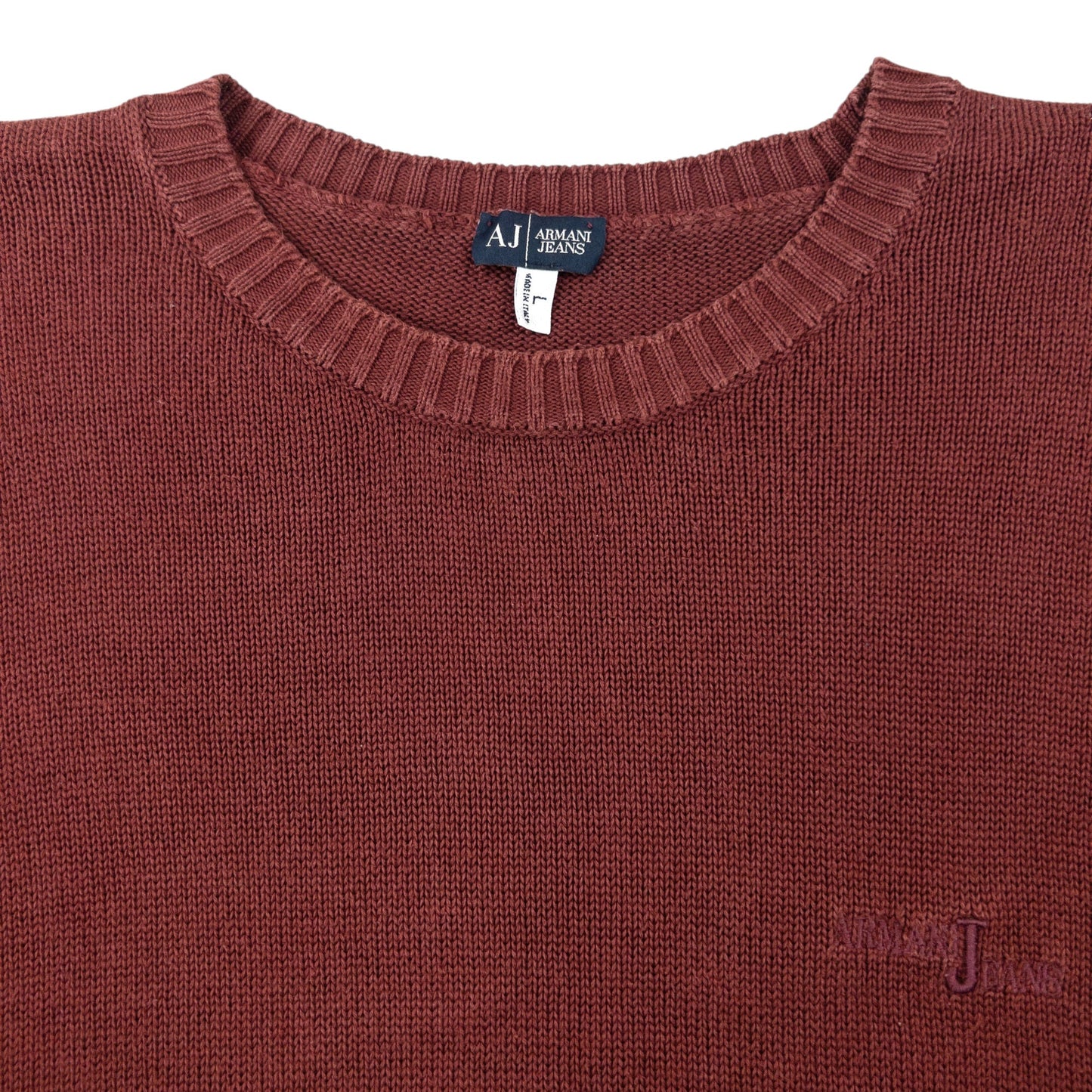 Vintage 2000s Armani Jeans Knit Jumper Size M | Medium, Burgundy