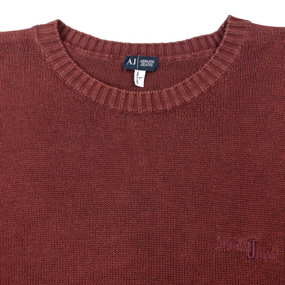 Vintage 2000s Armani Jeans Knit Jumper Size M | Medium, Burgundy