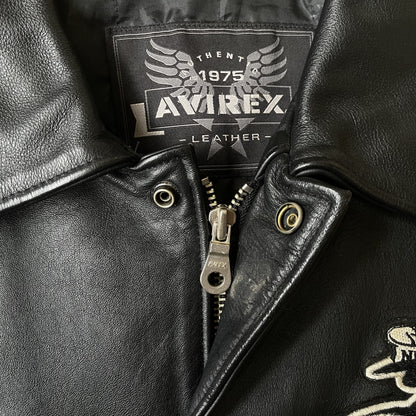 Avirex Spell Out Leather Varsity Jacket - M | Medium, Red