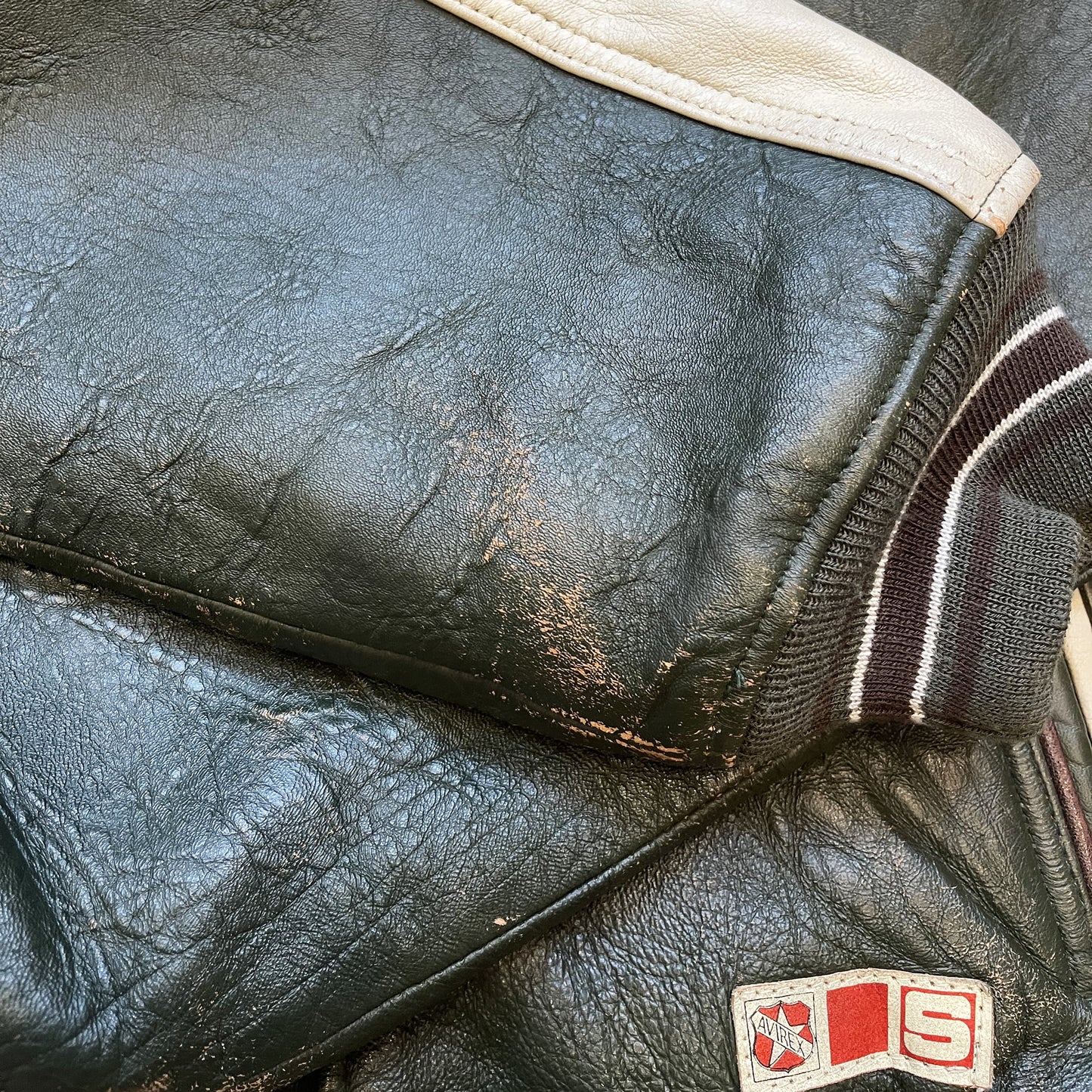 Avirex Wild Bears Leather Varsity Jacket - S