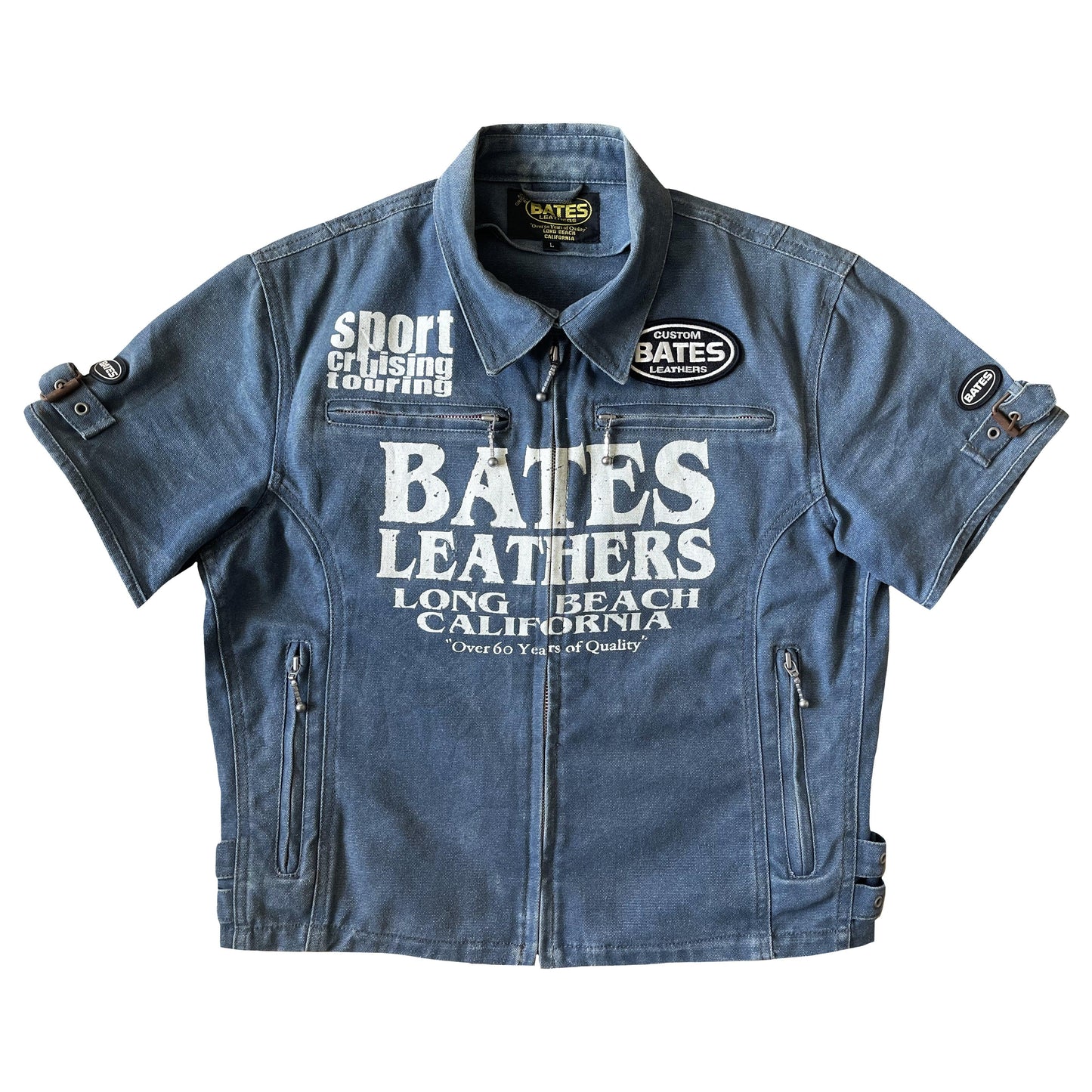 Bates Leathers Denim Zip Up Biker Vest - M