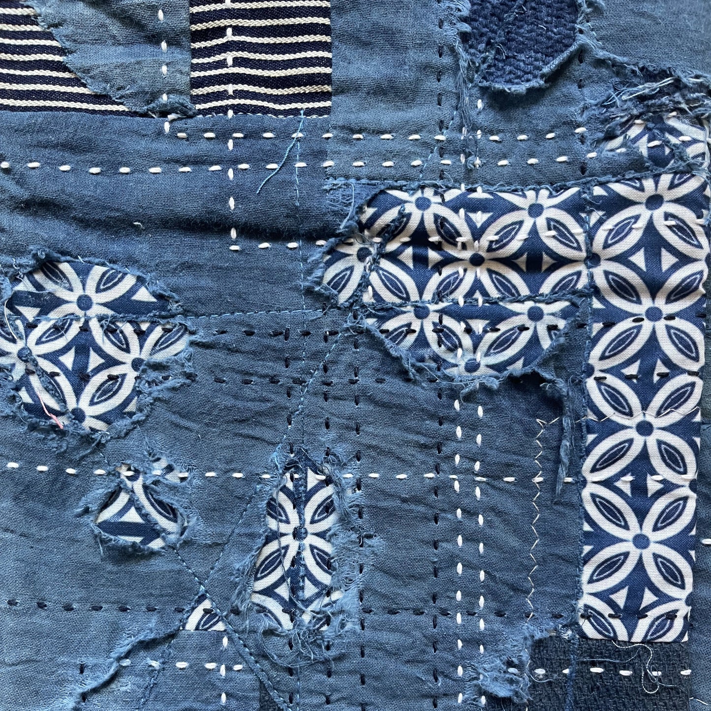 Indigo Boro Sashiko Distressed 501 Jeans - W32"